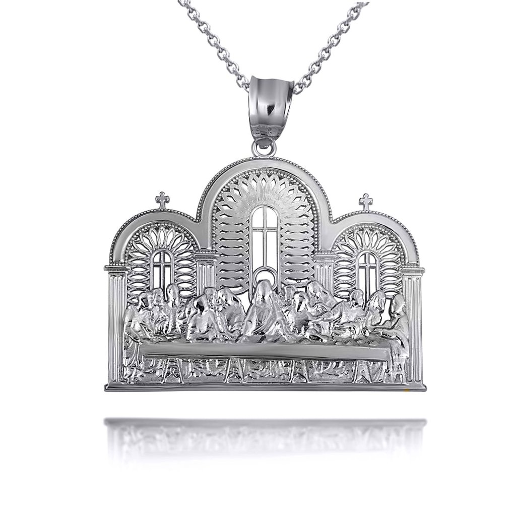 925 Sterling Silver The Last Supper Jesus Apostles Pendant Necklace 99$